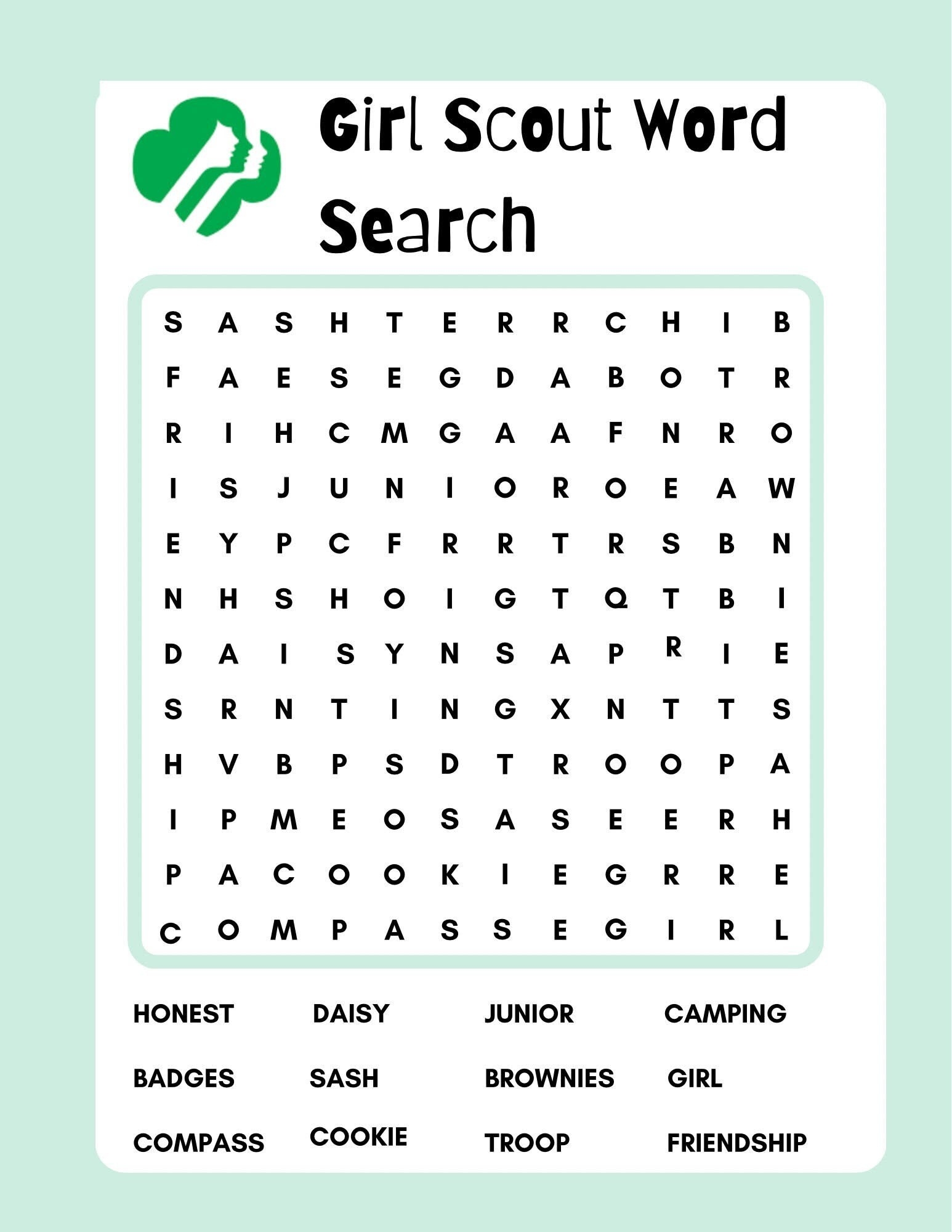 Cub Scouts Word Search Printable