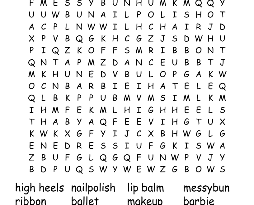 Girly Word Search WordMint