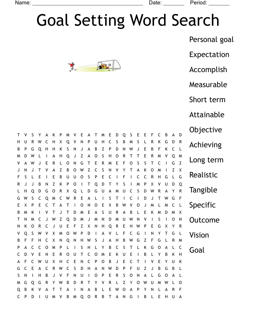 Goal Setting Word Search WordMint