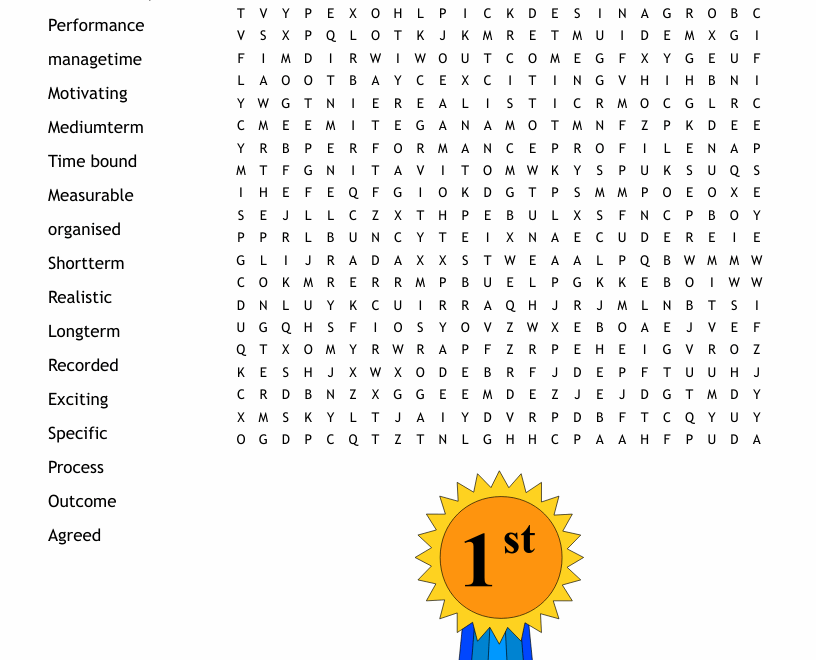 Goal Setting Word Search WordMint