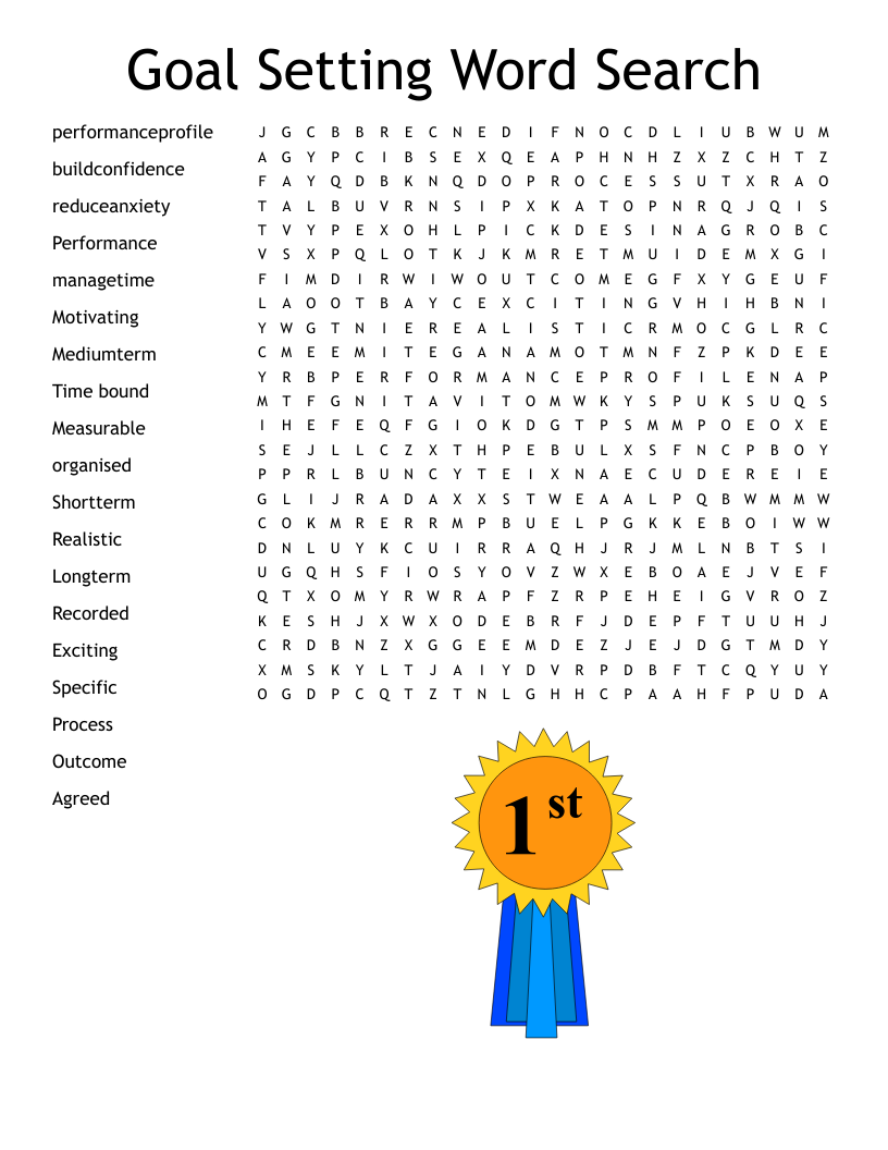 Goal Setting Word Search WordMint