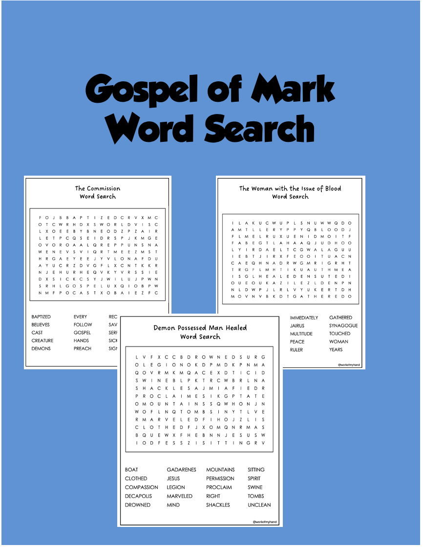 Gospel Of Mark Word Search Made By Teachers