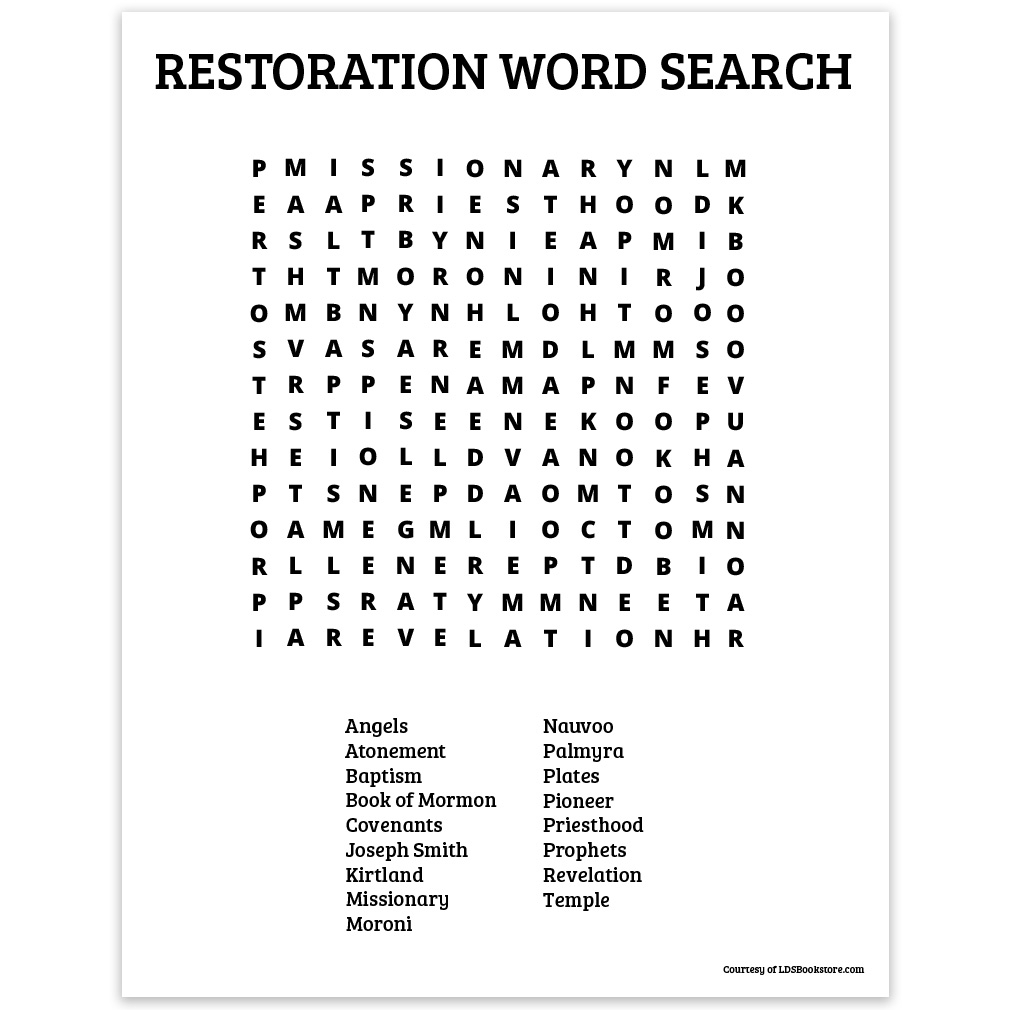 gospel restoration word search