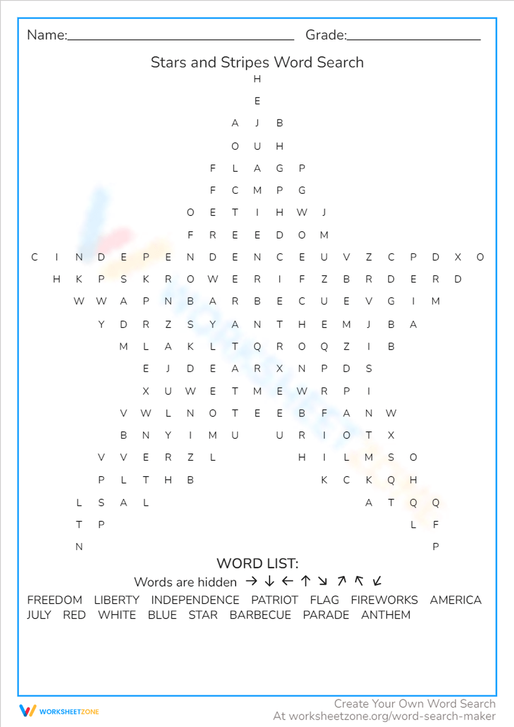 Grade 4 US History Word Search Worksheets