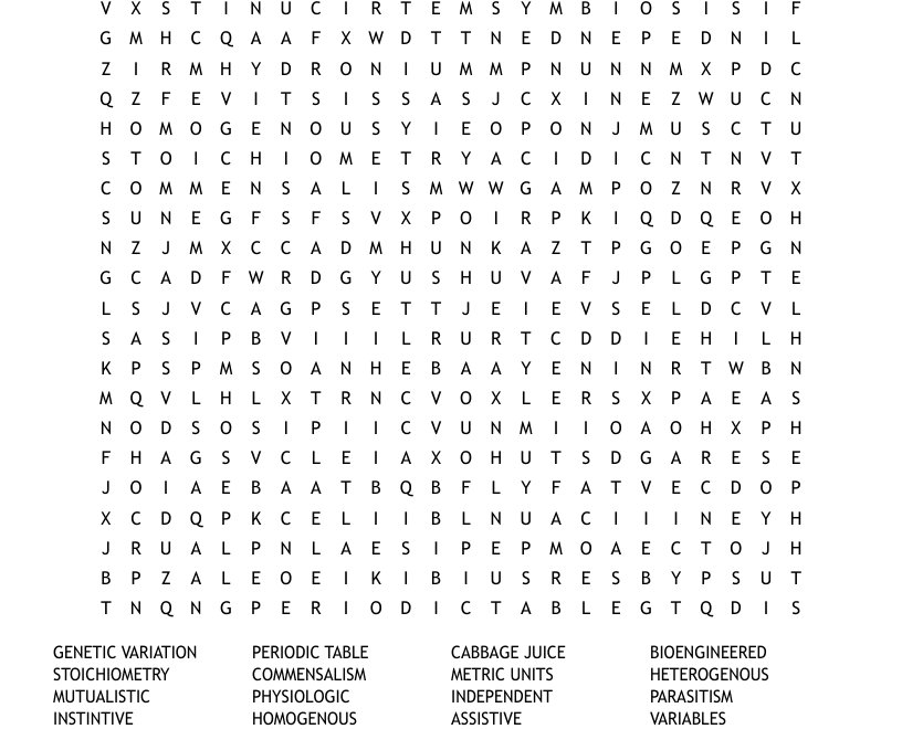 GRADE 8 SCIENCE Word Search WordMint