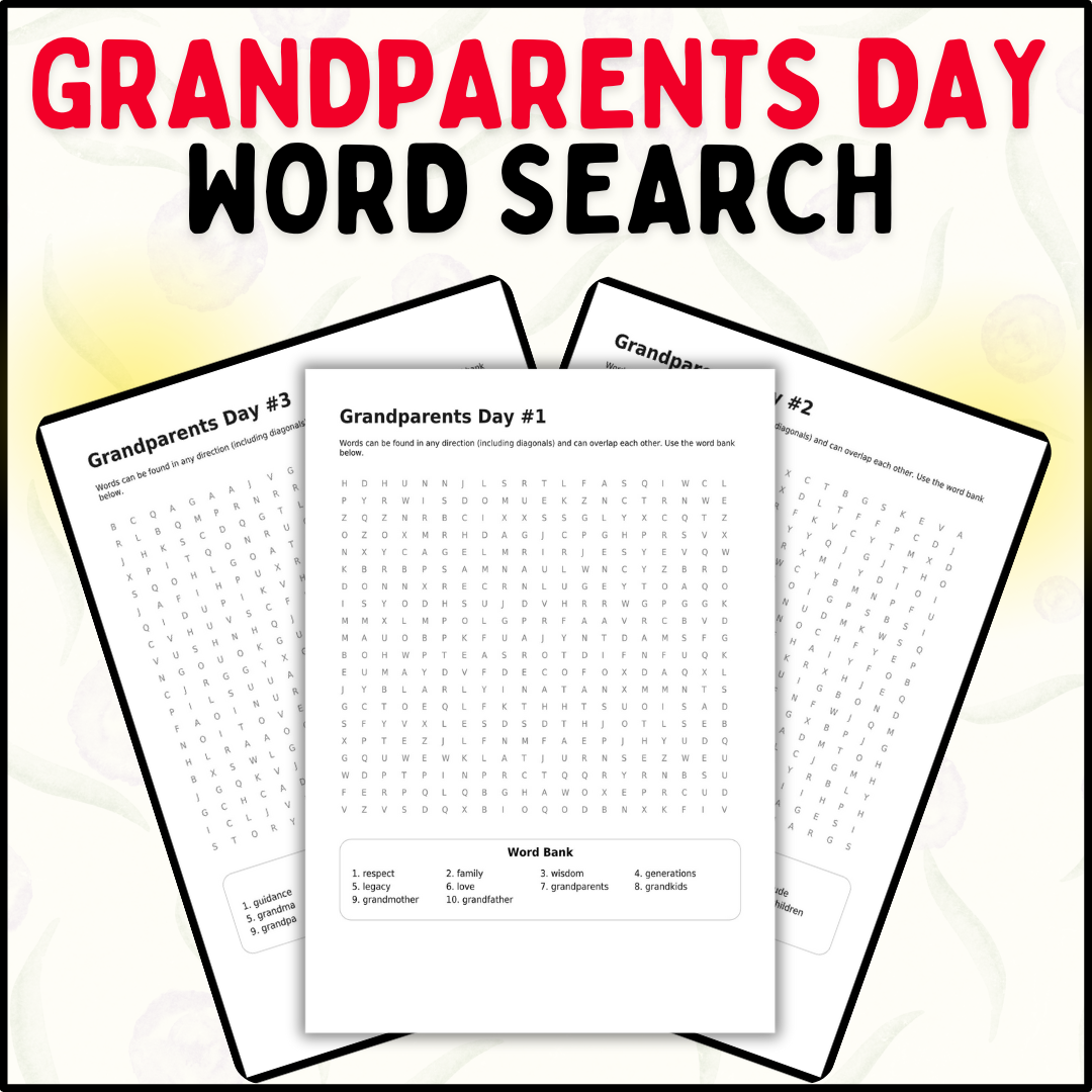 grandparents day word search fun and educational activity for all ages made by teachers
