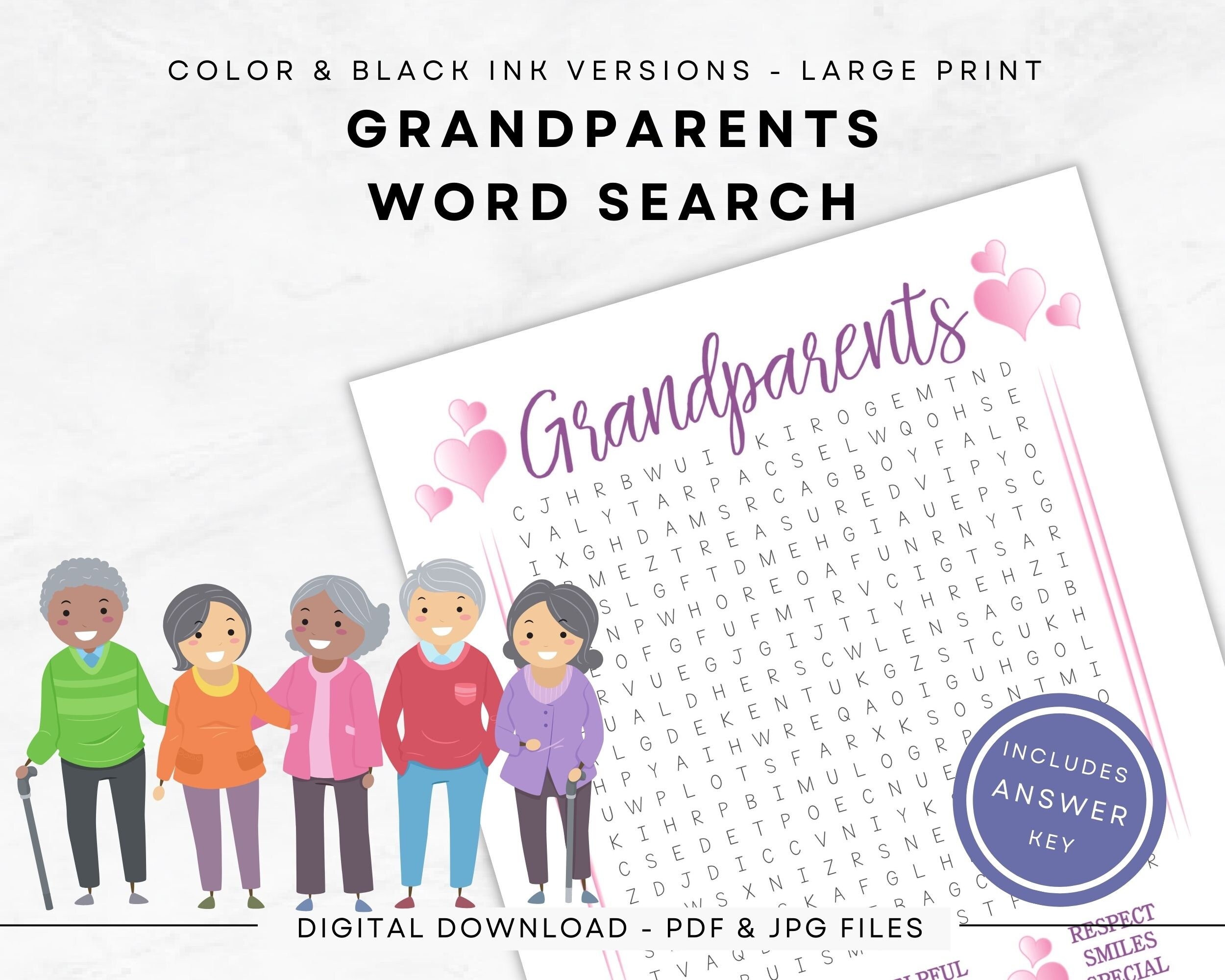 Grandparents Word Search Printable
