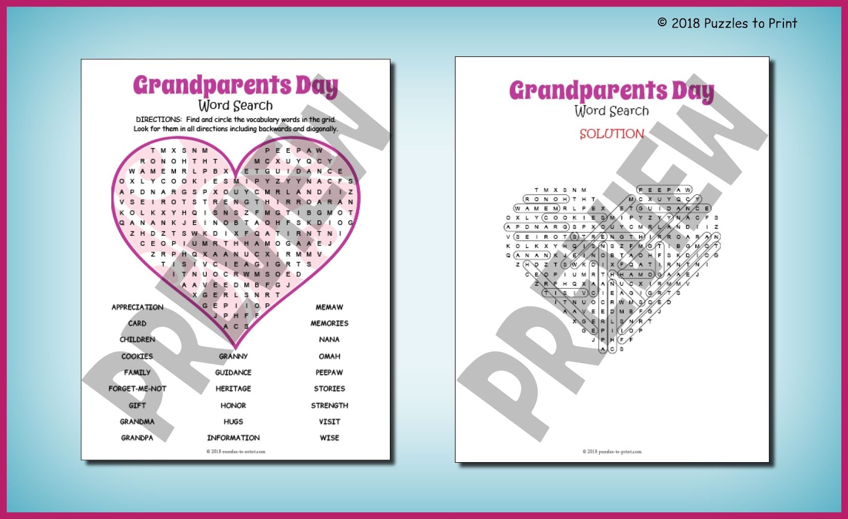 Grandparents Word Search