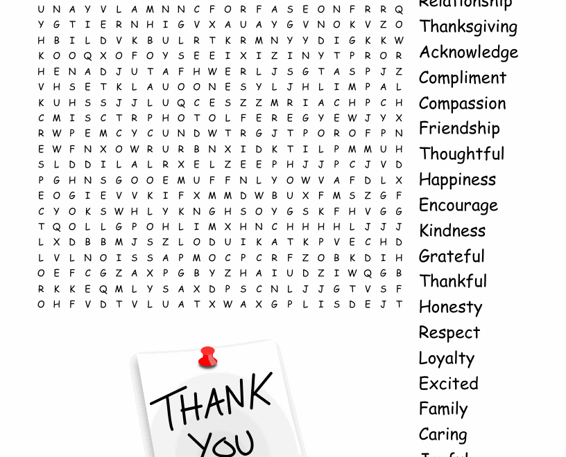 Gratitude Word Search WordMint