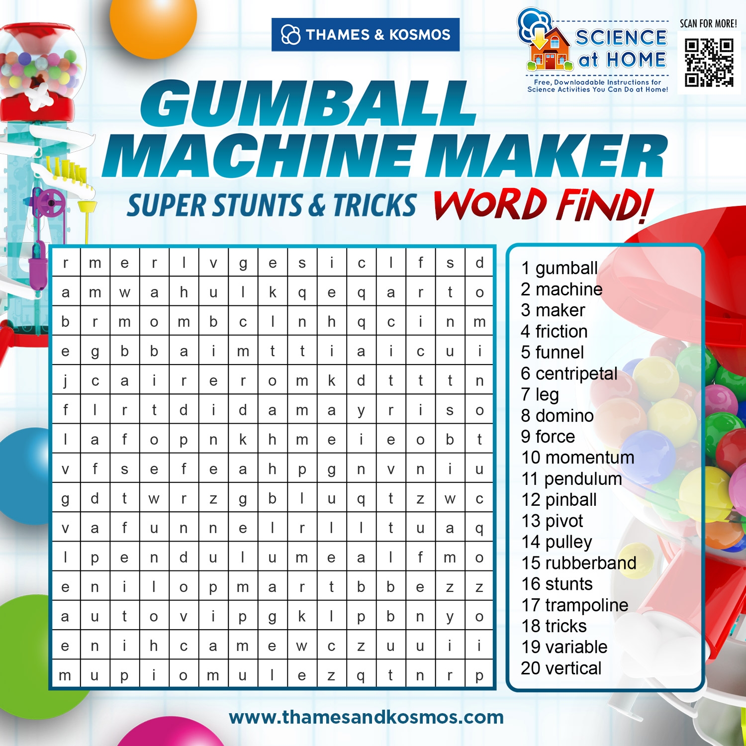 Gumball Machine Maker Word Find ACTIVITY 