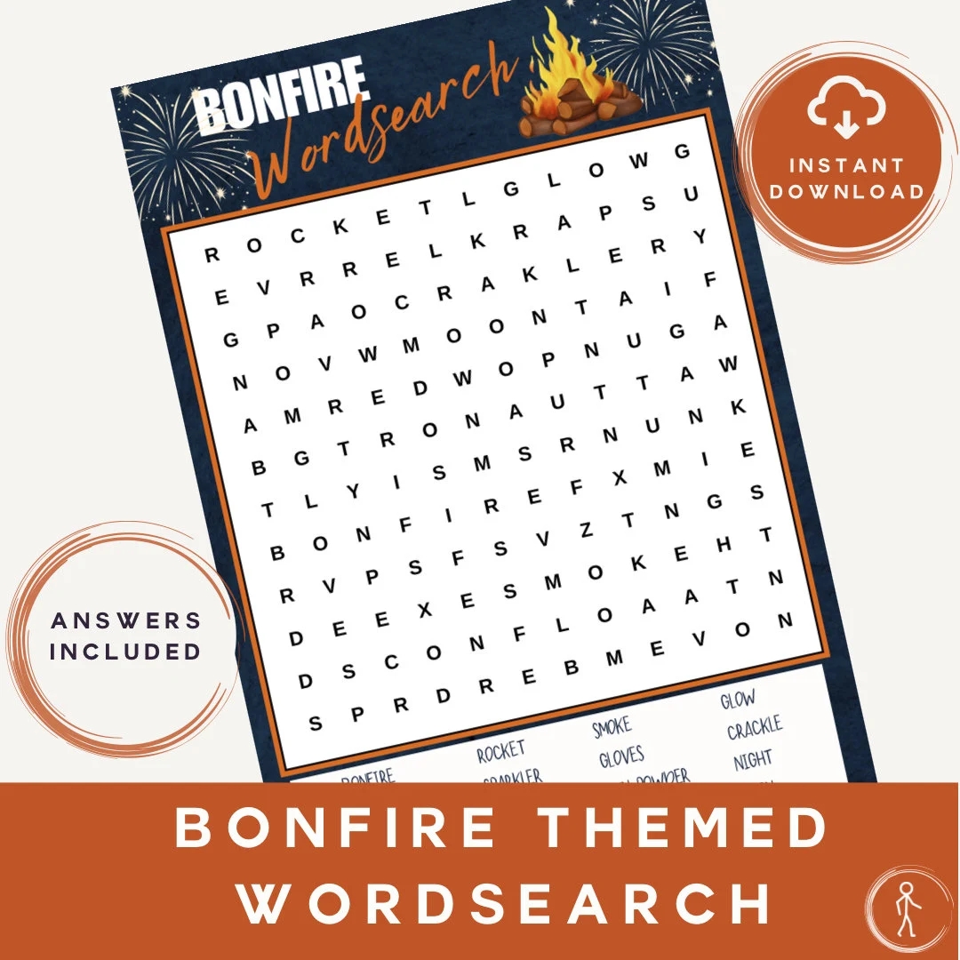 Guy Fawkes Bonfire Night Wordsearch Etsy
