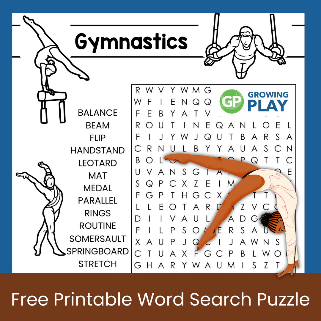 Gymnastics Word Search Puzzle Growing Play