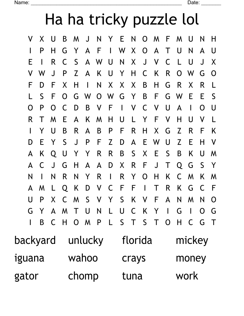Ha Ha Tricky Puzzle Lol Word Search WordMint