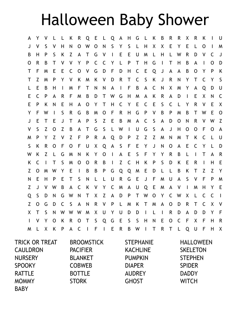 Halloween Baby Shower Word Search WordMint