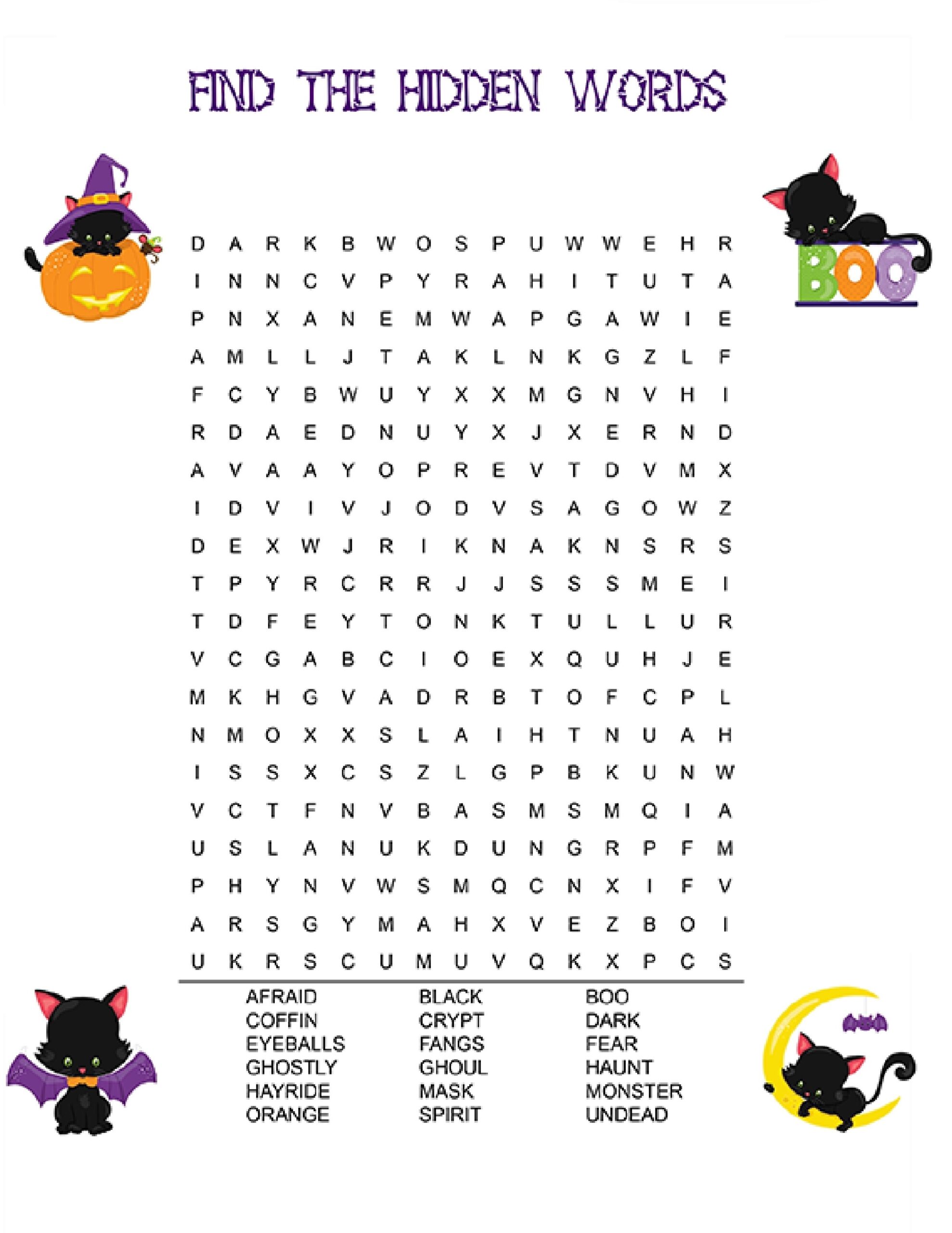 Free Printable Word Search Puzzles Halloween