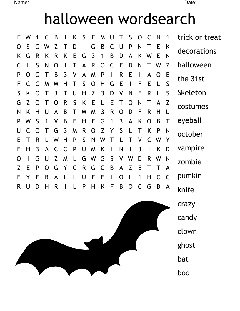 Halloween Word Hunt Word Search WordMint