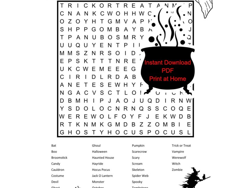 Halloween Word Search Digital Download PDF Etsy