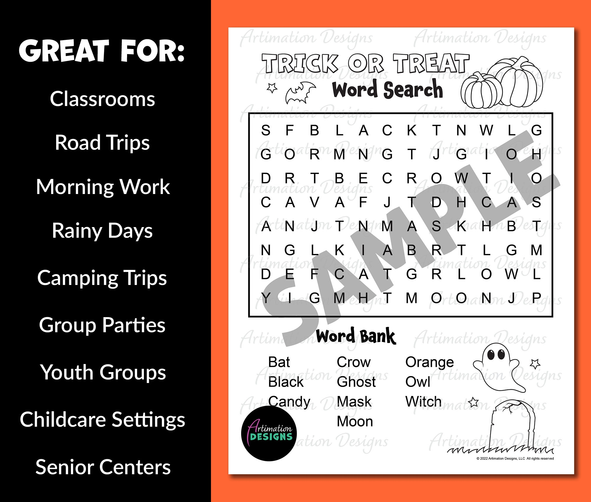 halloween word search easy level fall activity october word search word puzzle classful