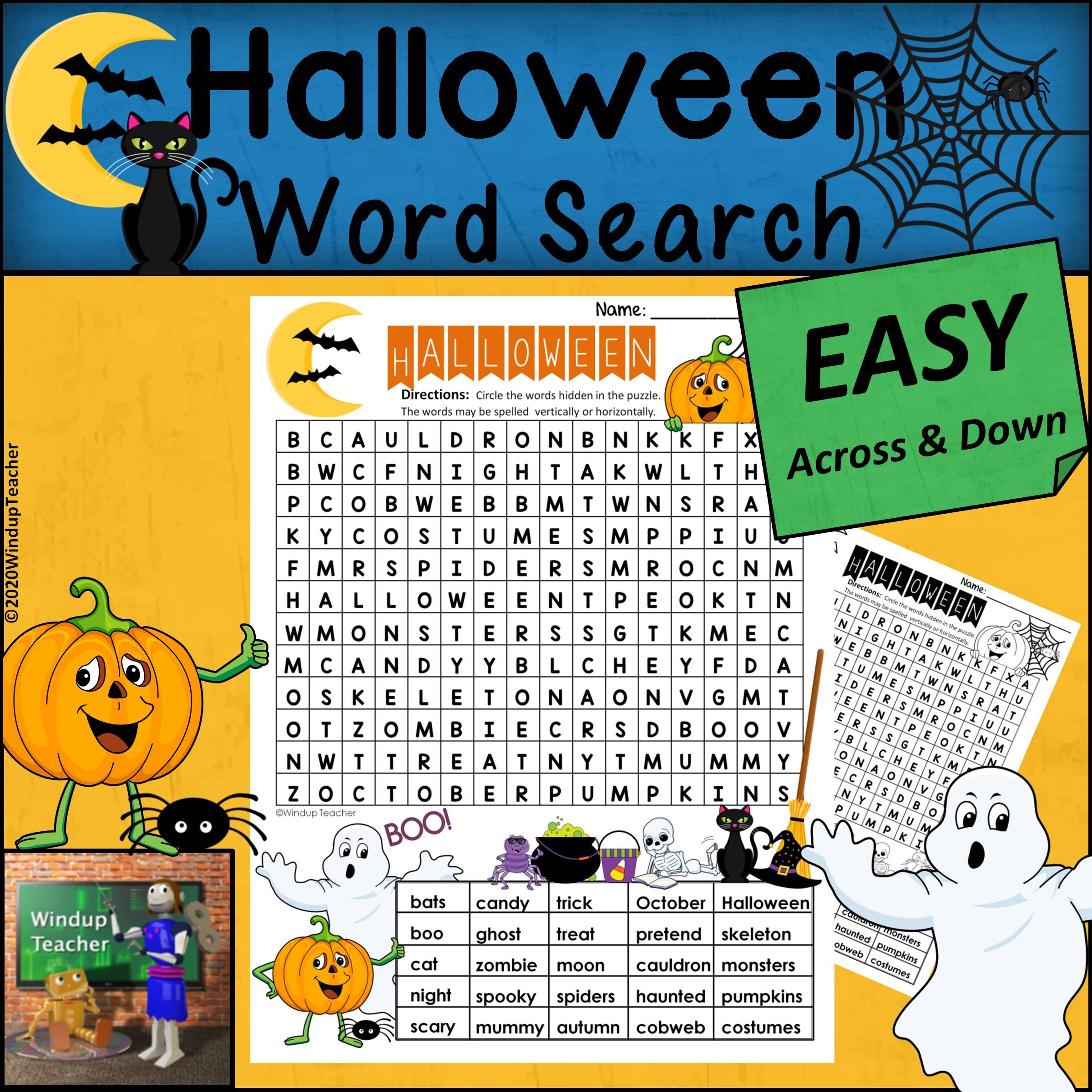 Free Printable Easy Halloween Word Searches