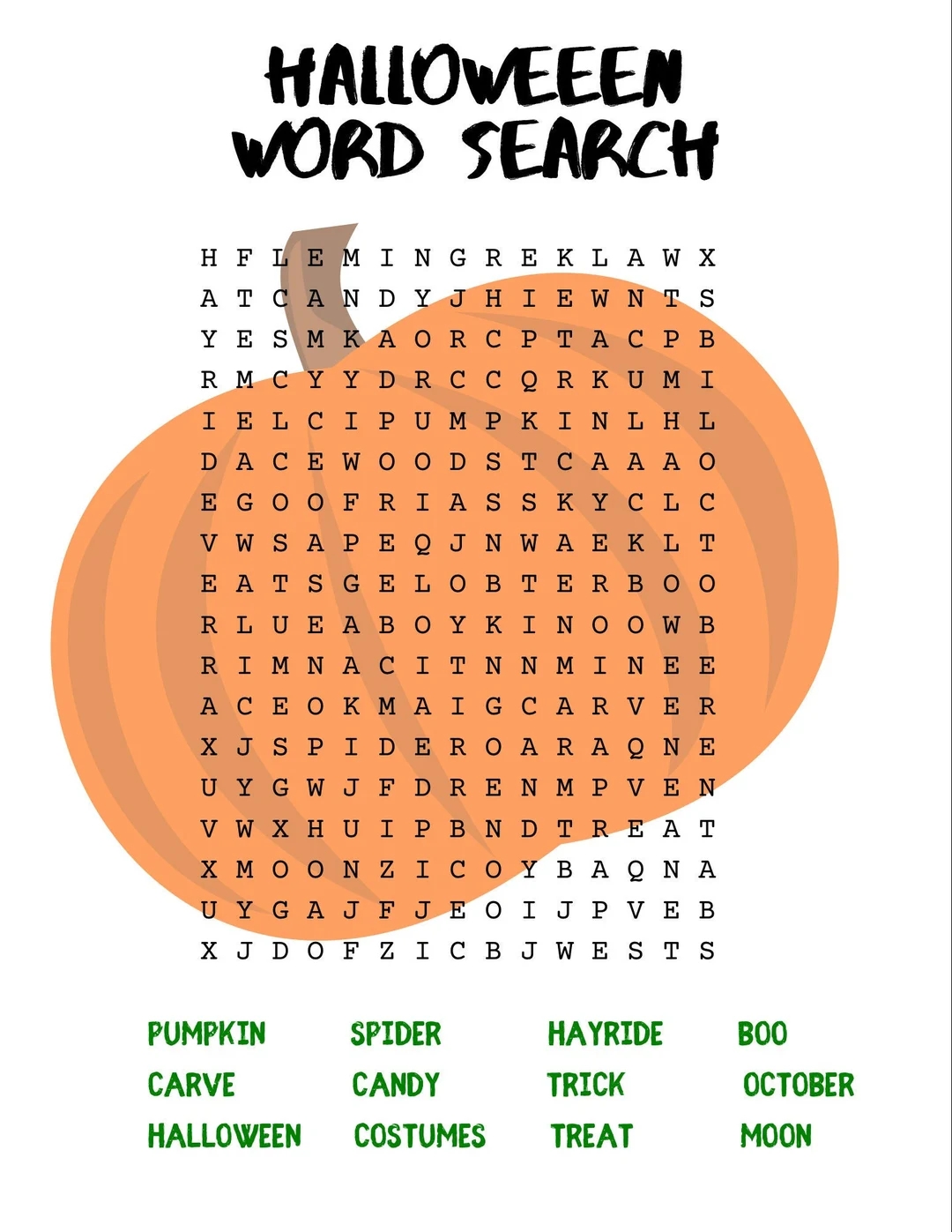Halloween Word Search Etsy