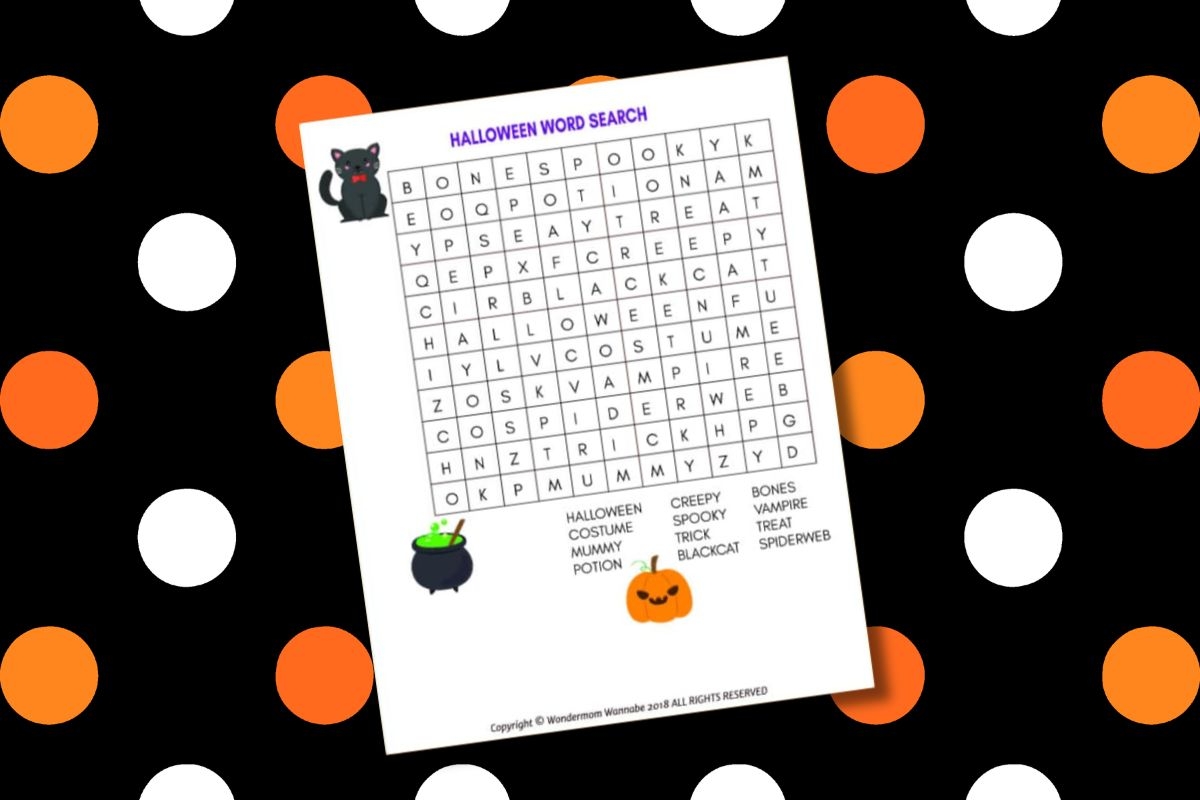 Halloween Word Search For Kids