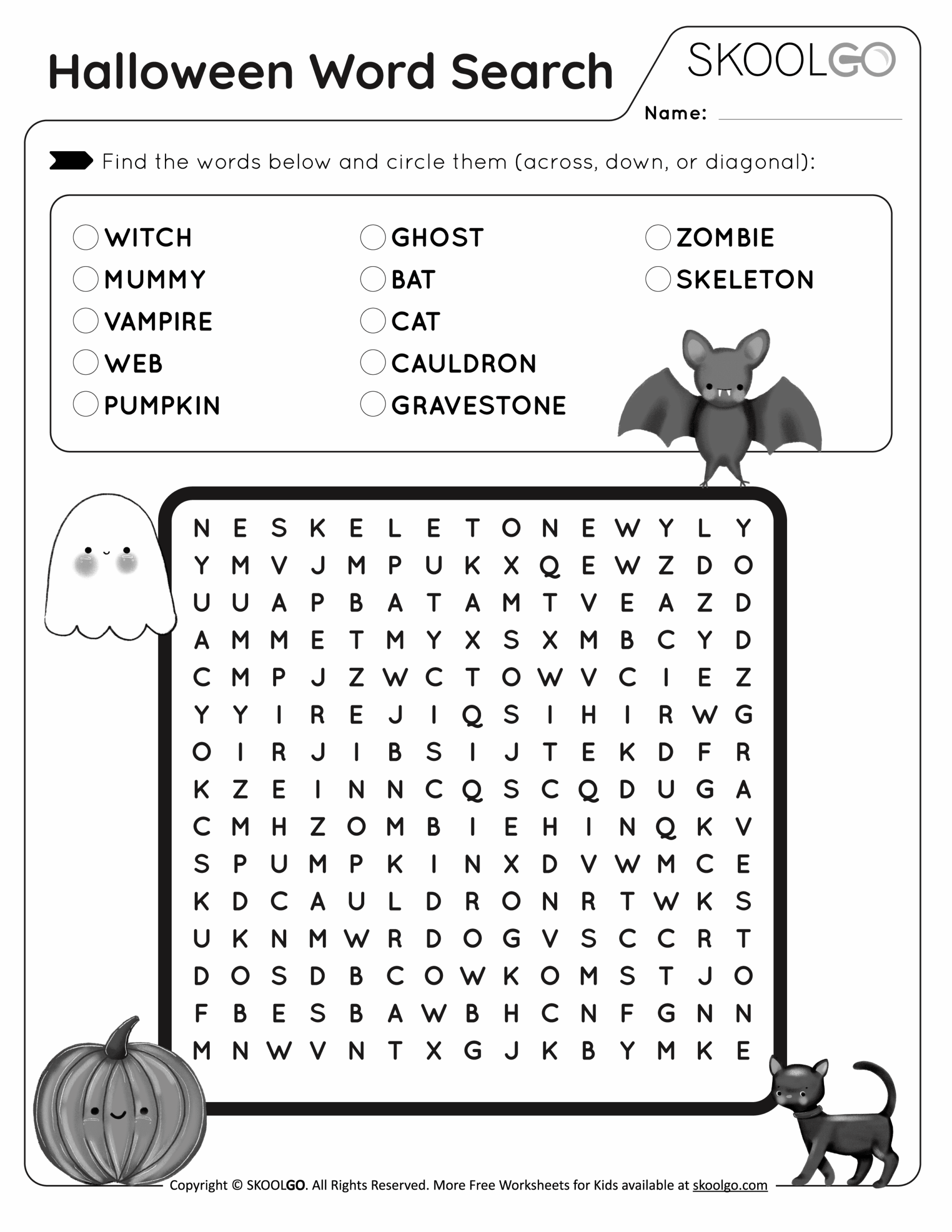 Halloween Word Search Free Game For Kids SKOOLGO