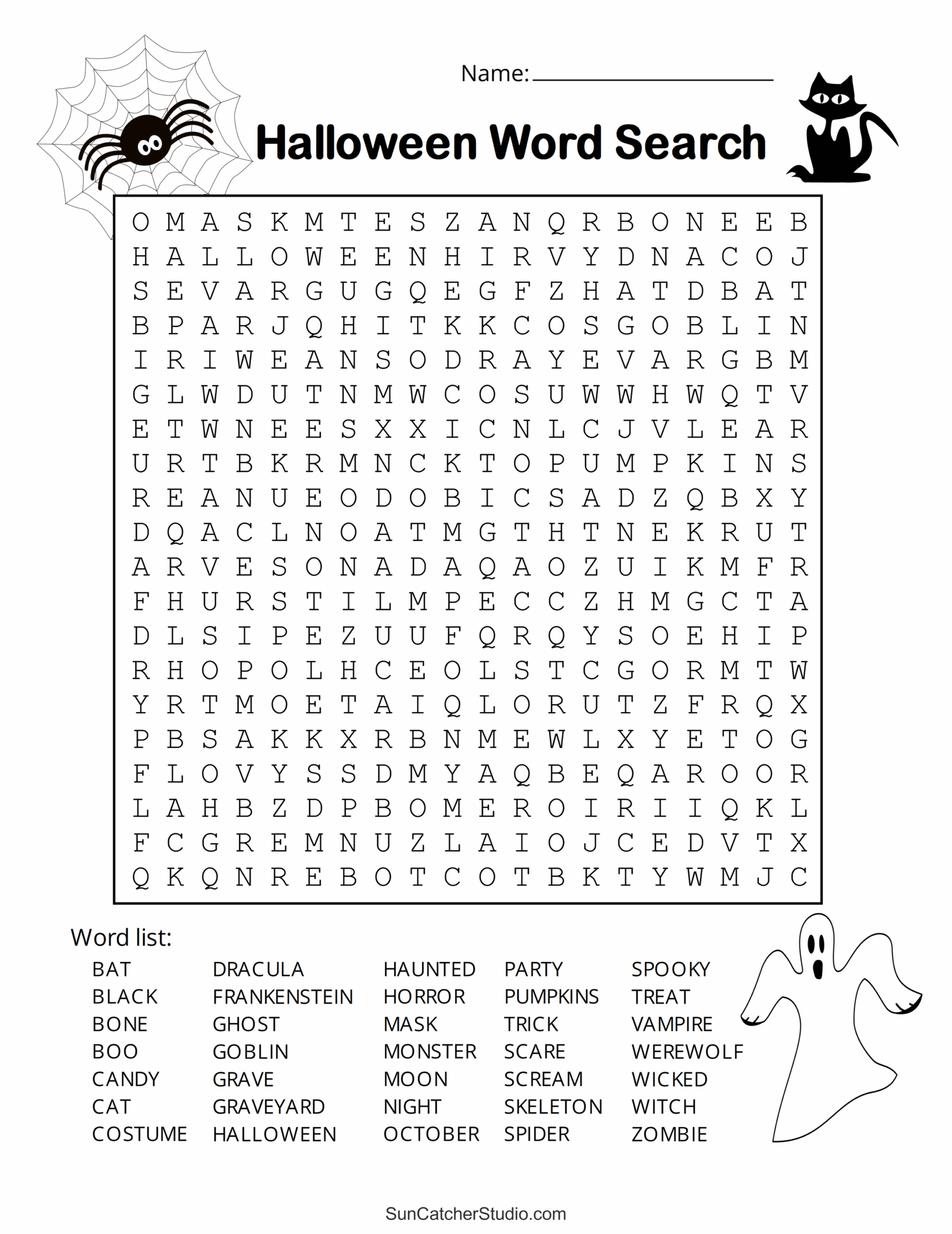 Halloween Word Search Free Printable Puzzles Free Printables Monograms Design Tools Patterns DIY Projects