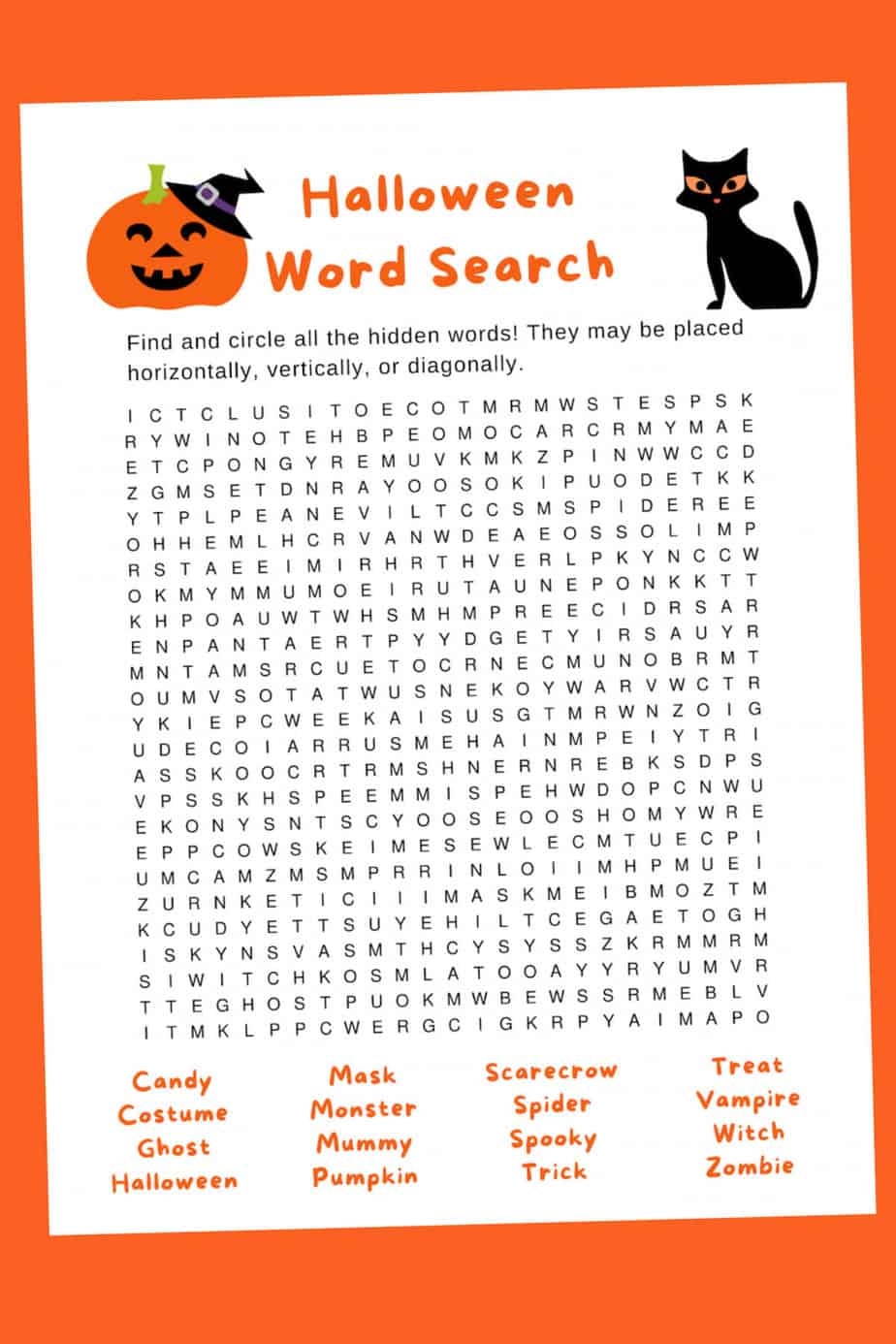 Halloween Word Search Printable The Best Kids Crafts And Activities