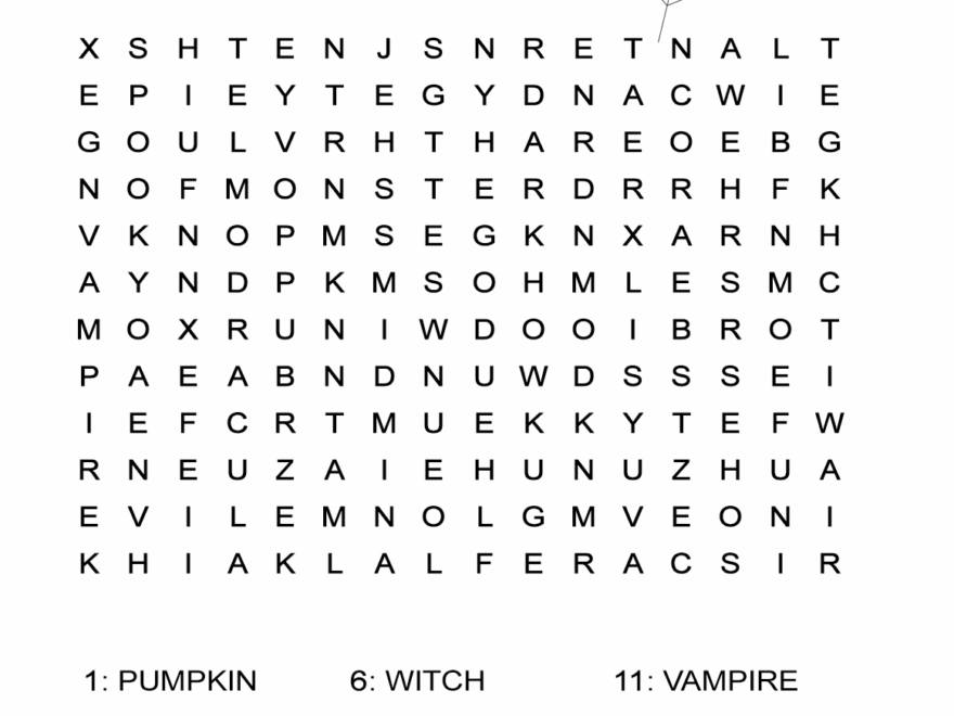 Halloween Word Search Puzzle ALL ESL
