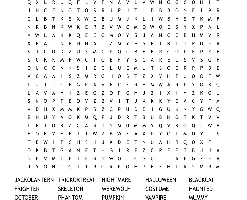 HALLOWEEN Word Search WordMint