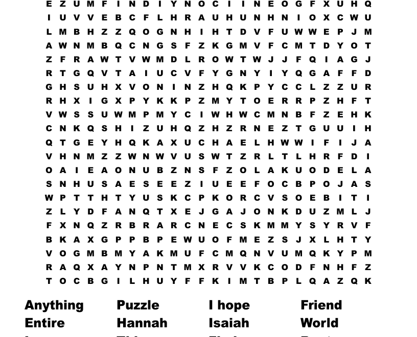 Hannah Word Search WordMint