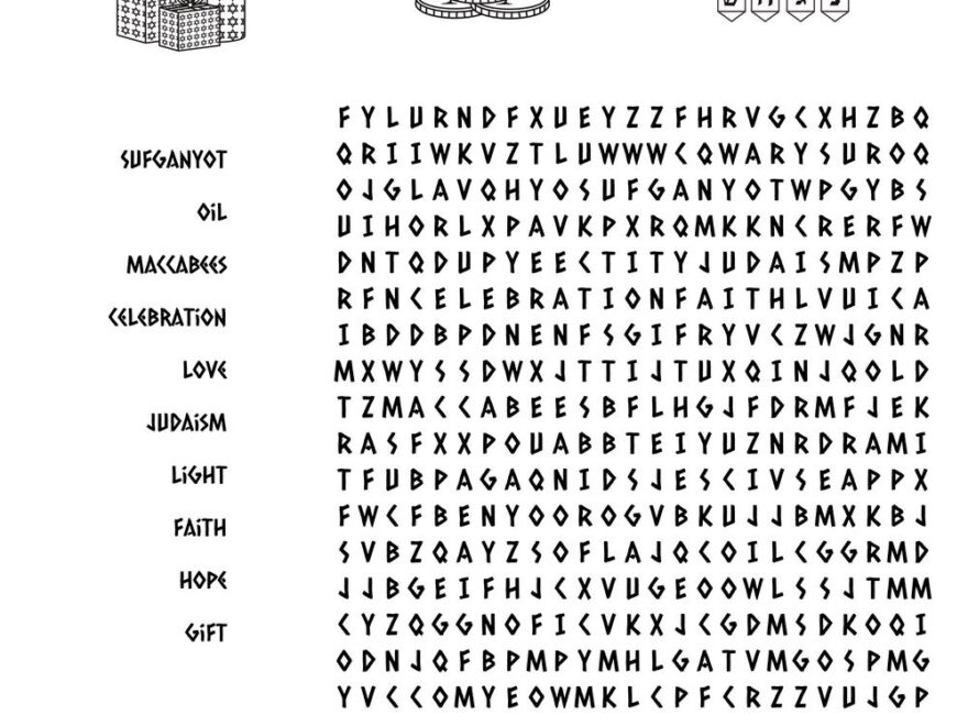Hanukkah themed Word Searches Beeloo Printable Crafts And Activities For Kids