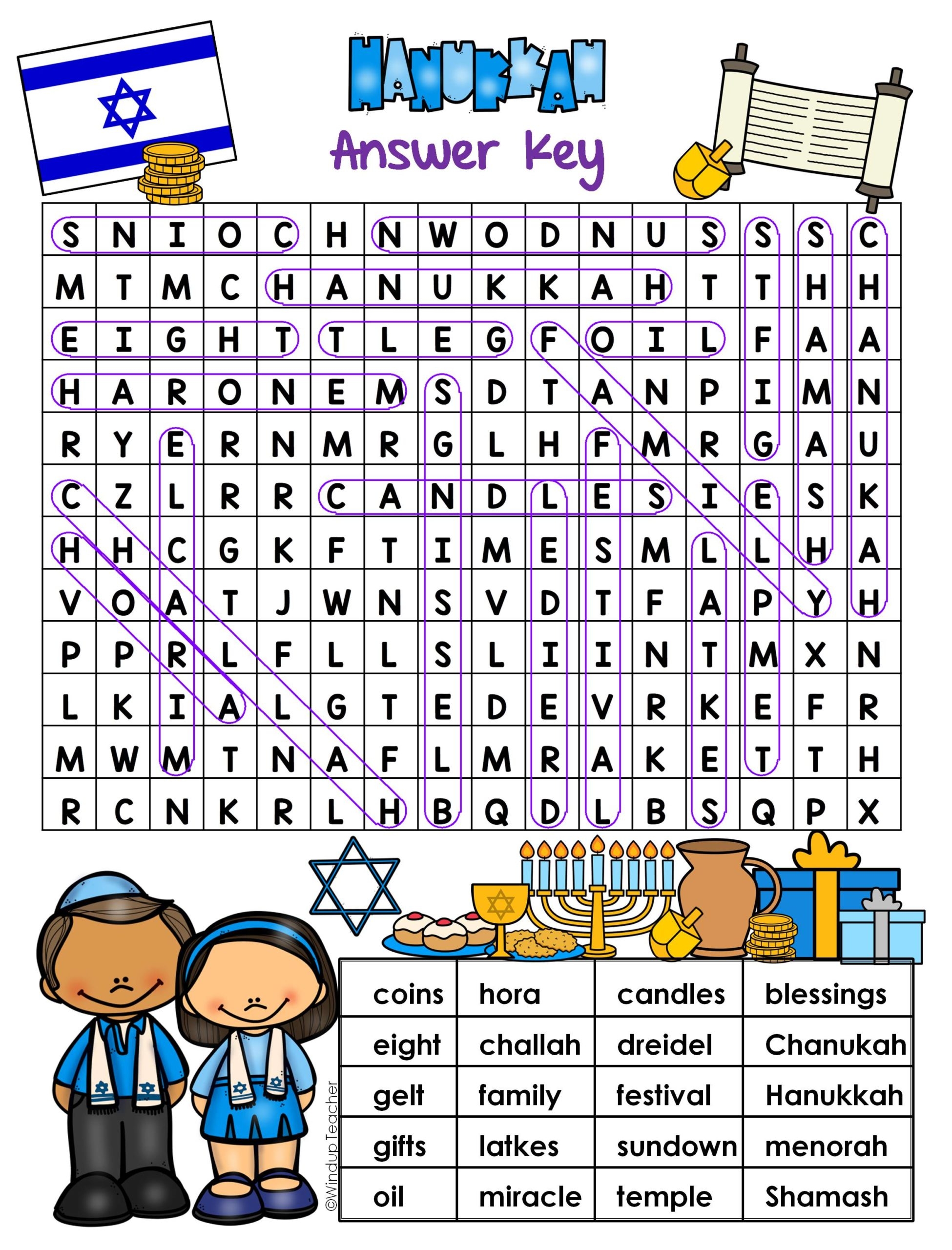 Free Hanukkah Word Search Printable