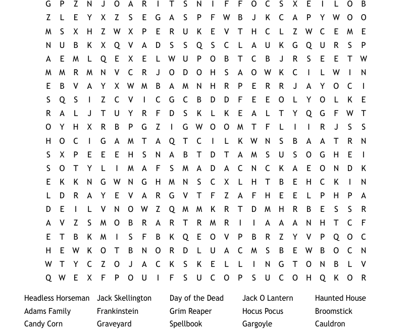 Happy Halloween 2018 Word Search WordMint