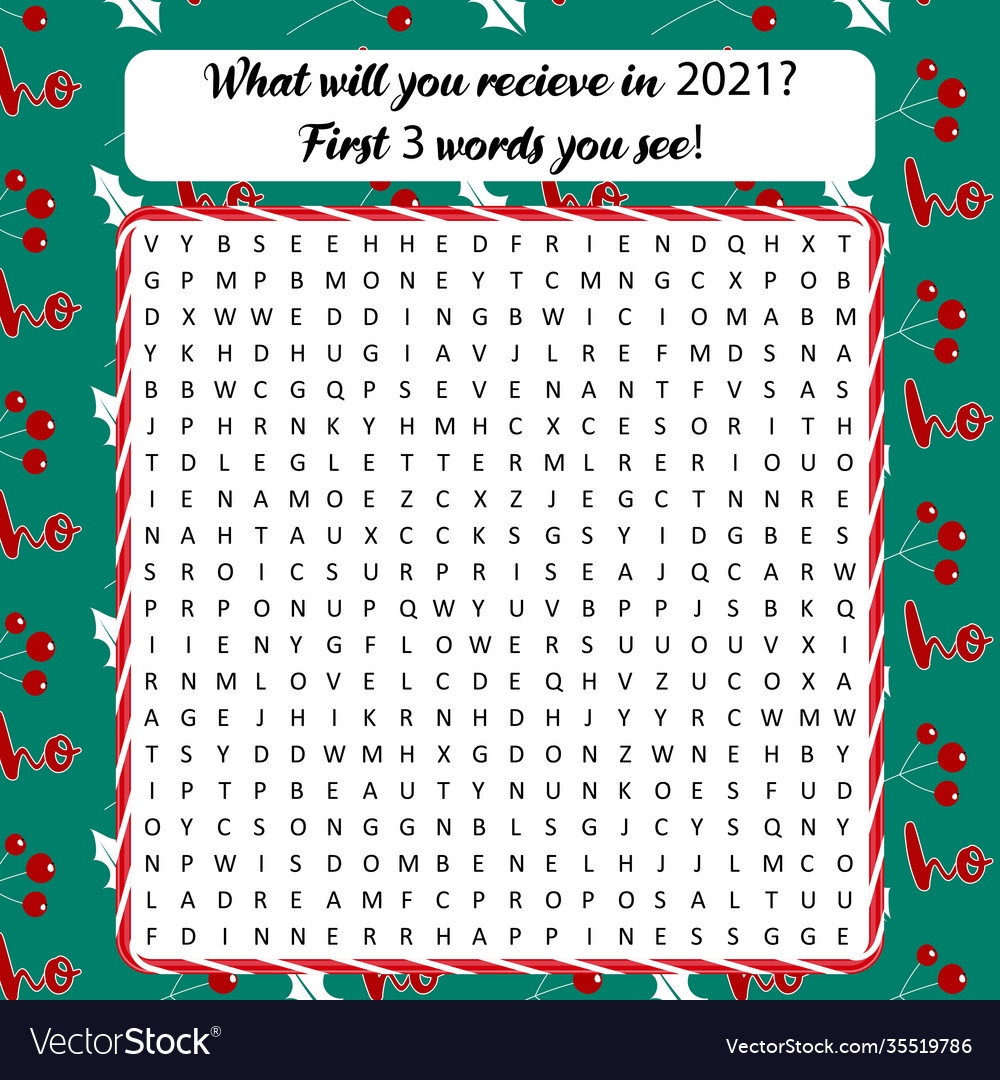 Happy New Year Word Search Puzzle Royalty Free Vector Image