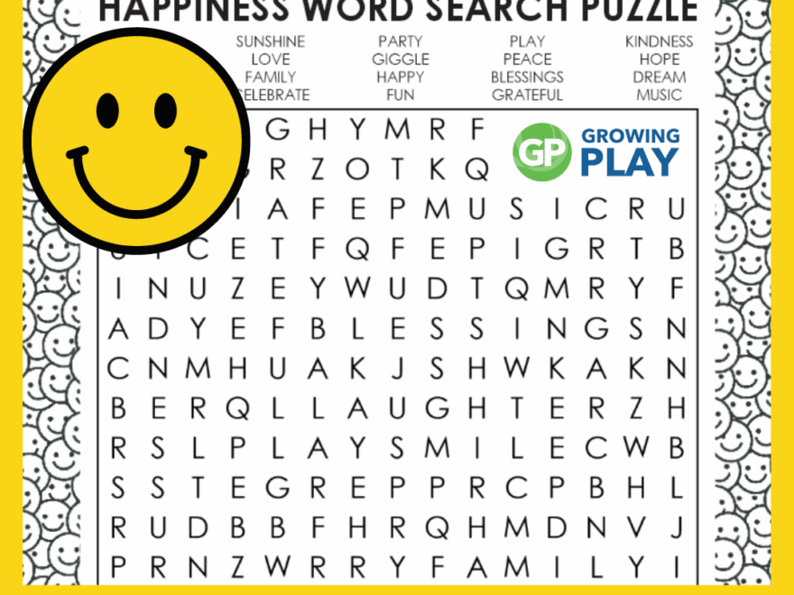 Happy Word Search Printable Free PDF Growing Play
