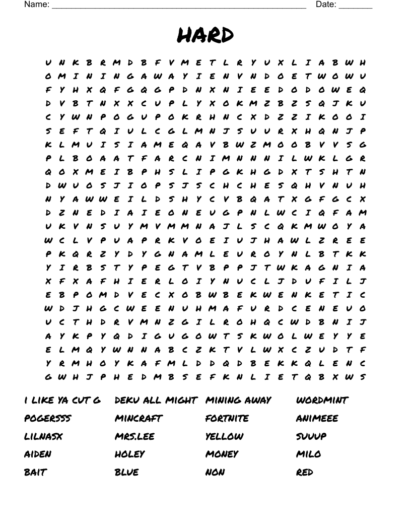 Hard Word Search WordMint