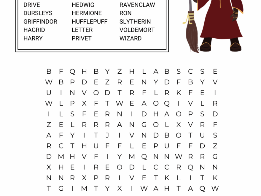 Harry Potter Word Search Harry Potter And The Sorcerers Stone The Daily Prophet