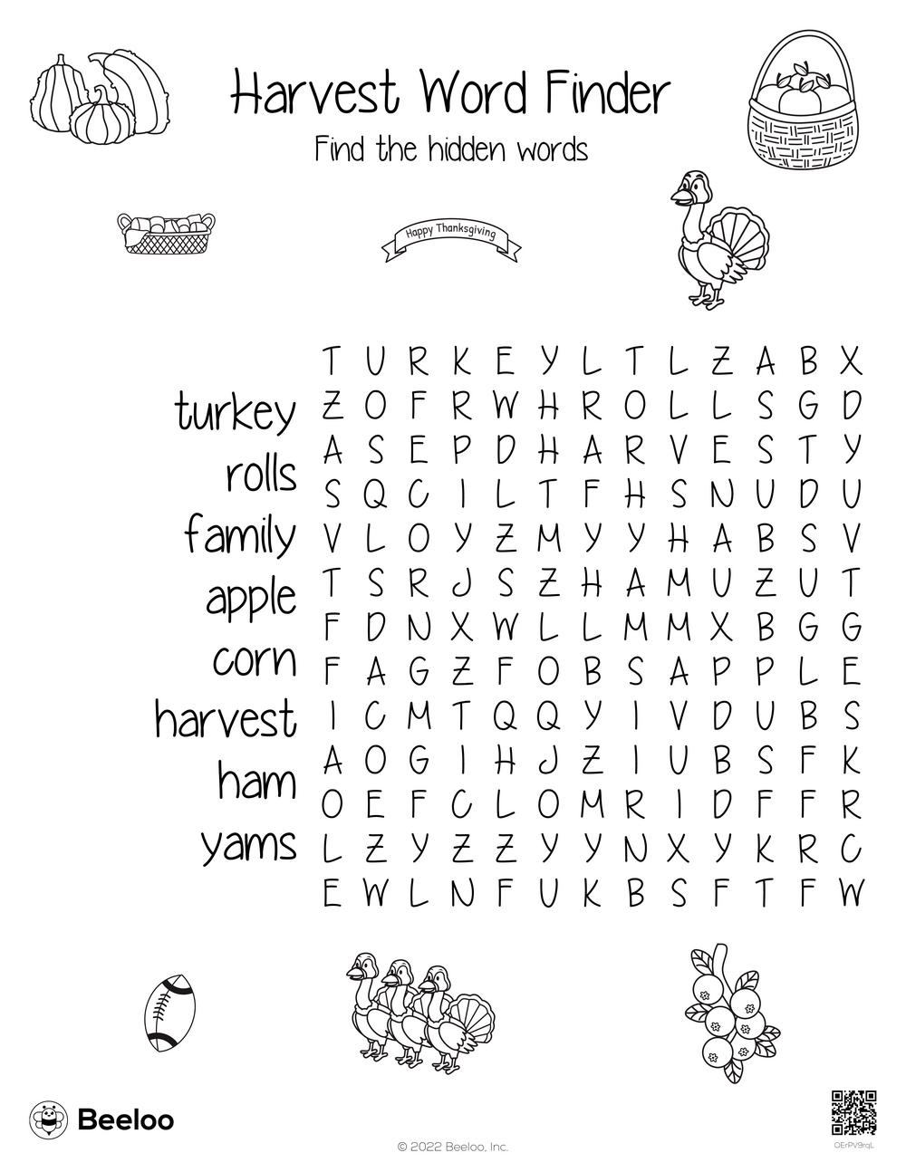 Harvest Word Finder Beeloo Printable Crafts And Activities For Kids