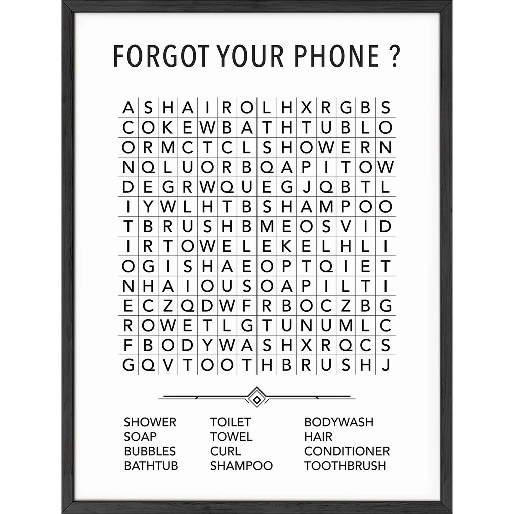 Haus And Hues Funny Bathroom Word Search Poster Print unframed 16 X 20 Flip App