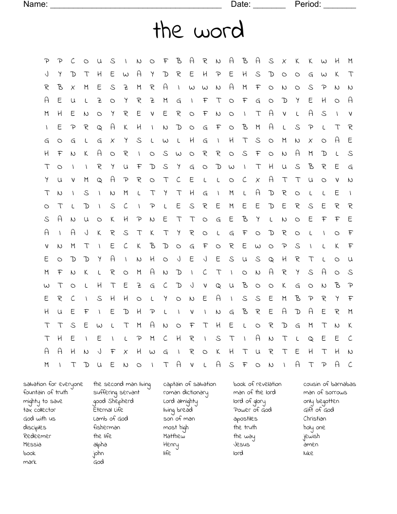 R Christaon Word Search Printable