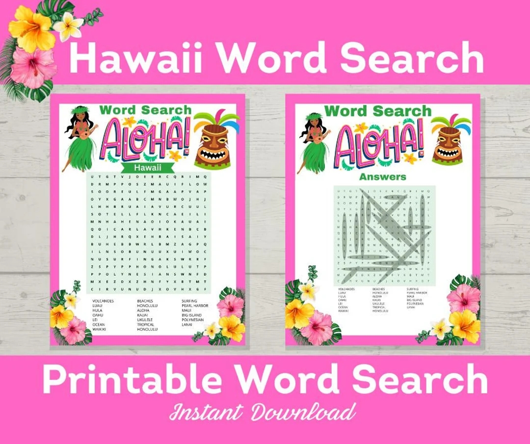 Free Printable Hawaiian Word Search
