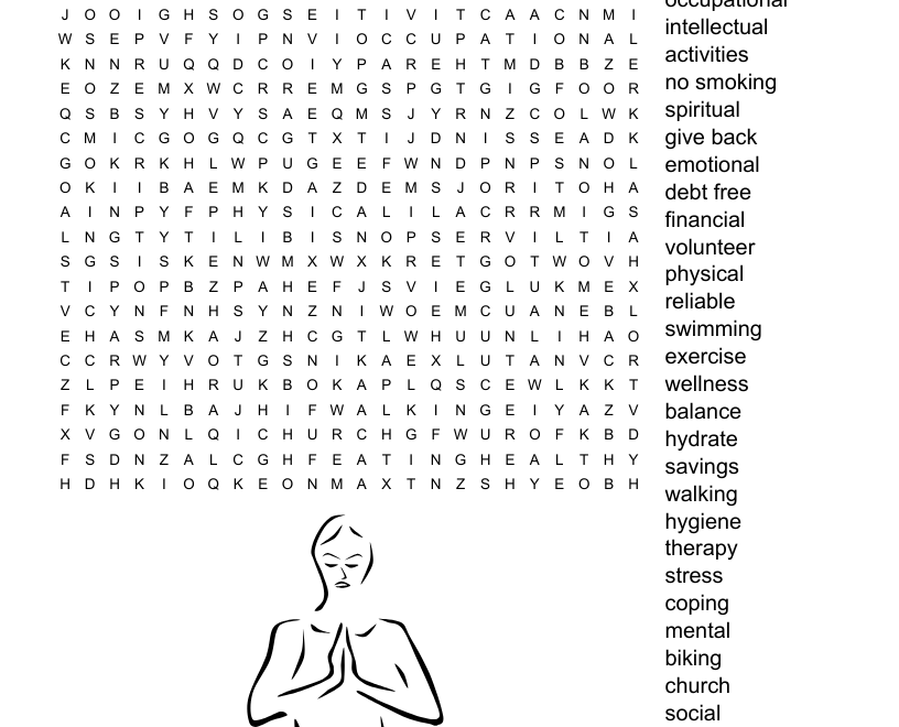 Health And Wellness Word Search WordMint
