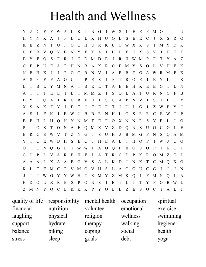 Health And Wellness Word Search WordMint Health And Wellness Word Search WordMint