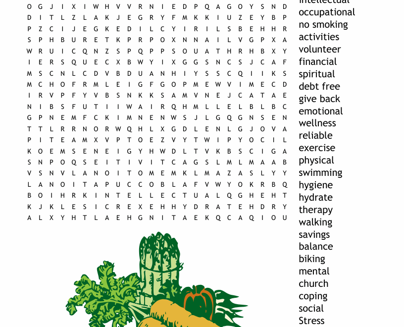 Health And Wellness Word Search WordMint