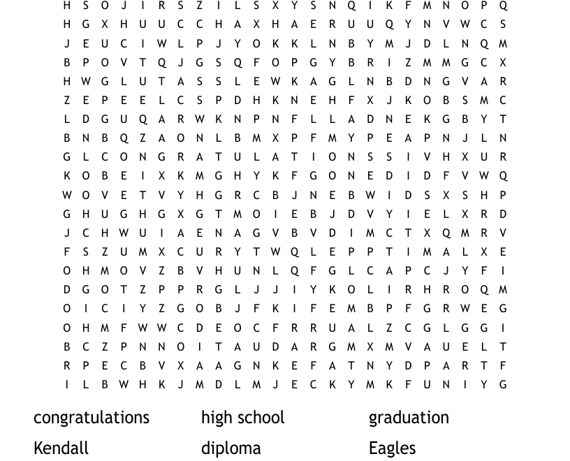 High School Graduation Word Search WordMint