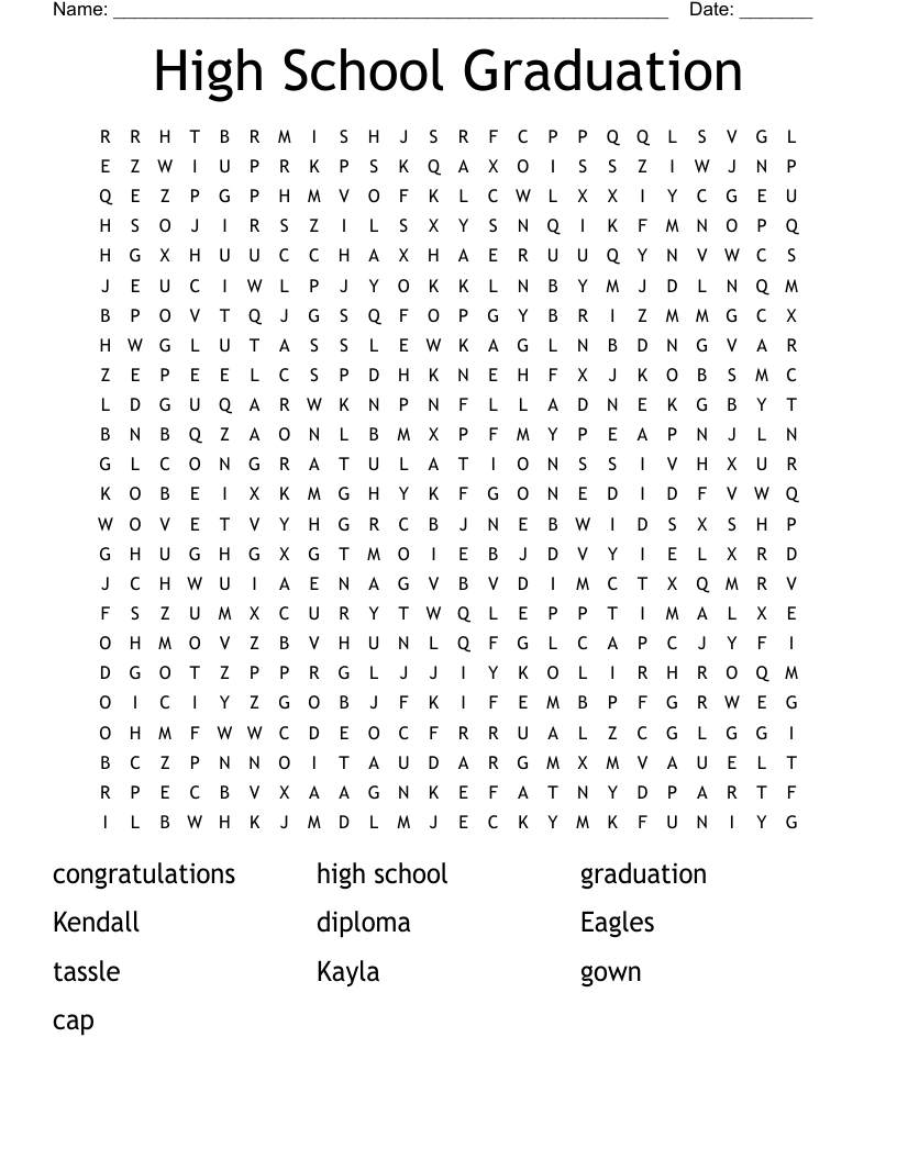 High School Graduation Word Search WordMint