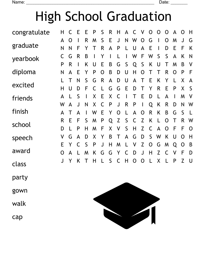 High School Graduation Word Search WordMint