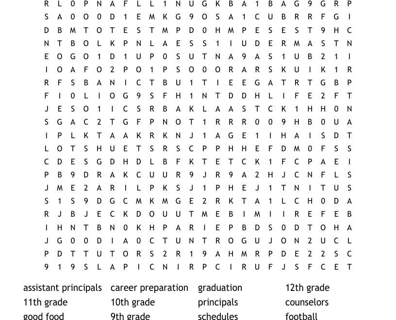High School Word Search WordMint