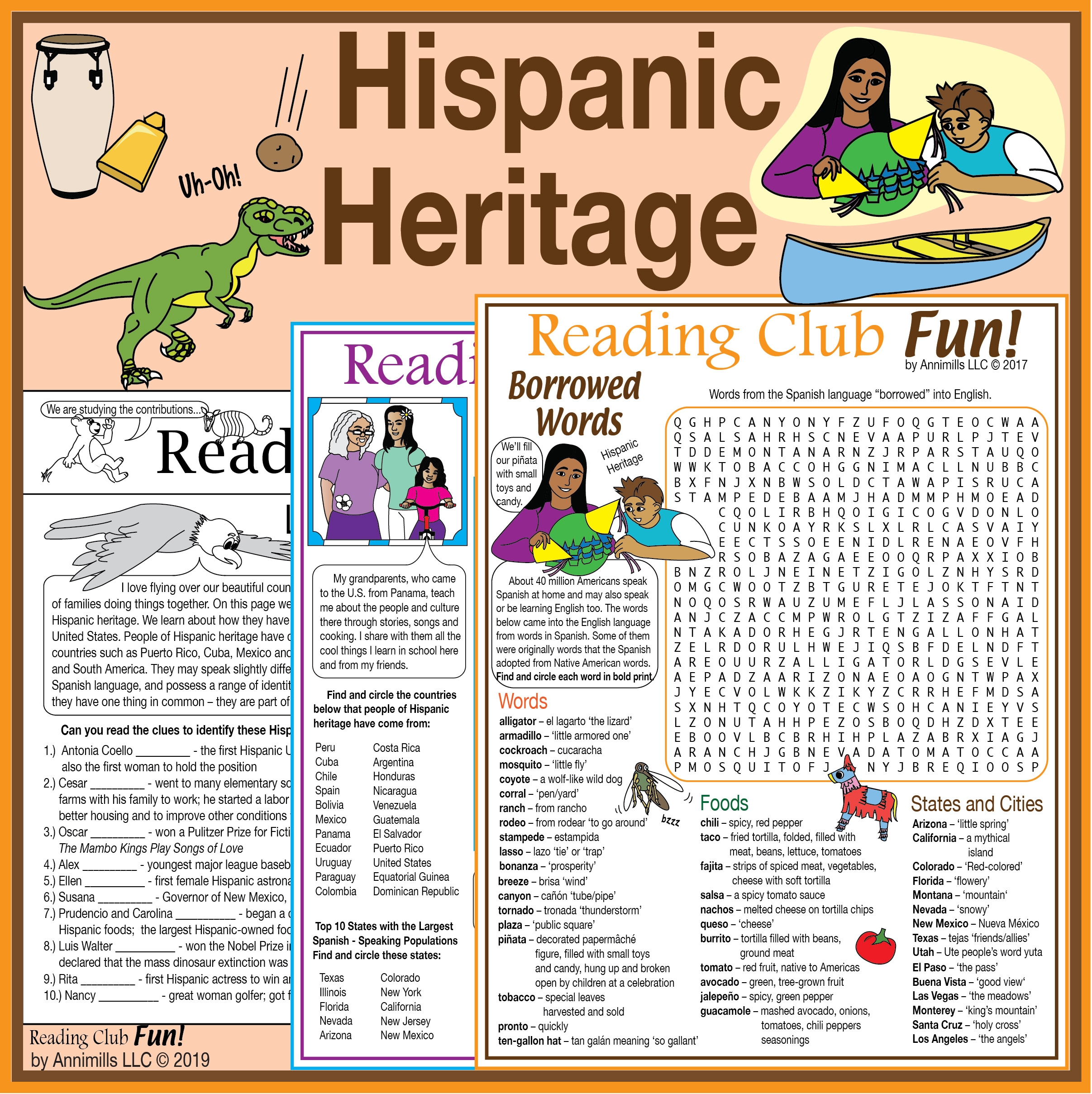 Hispanic Heritage Puzzle Set Famous Hispanic Americans Spanish Words Made By Teachers